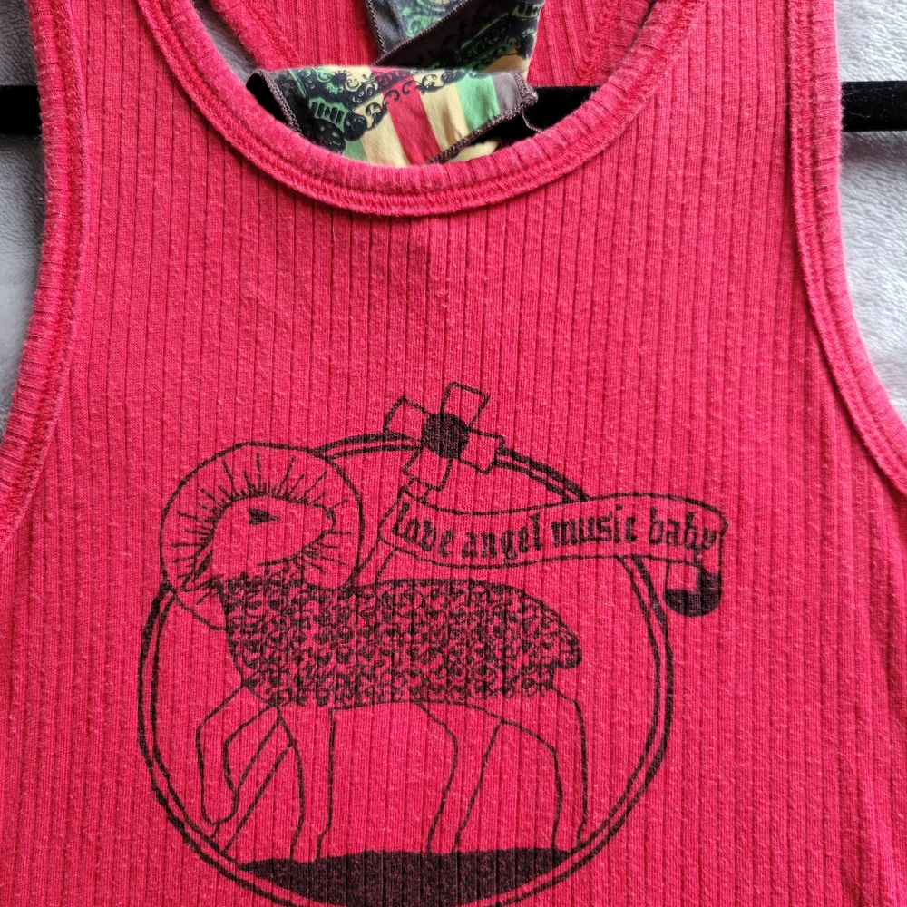L.A.M.B. Red Ribbed Graphic Tank Top - Picture 2 of 3